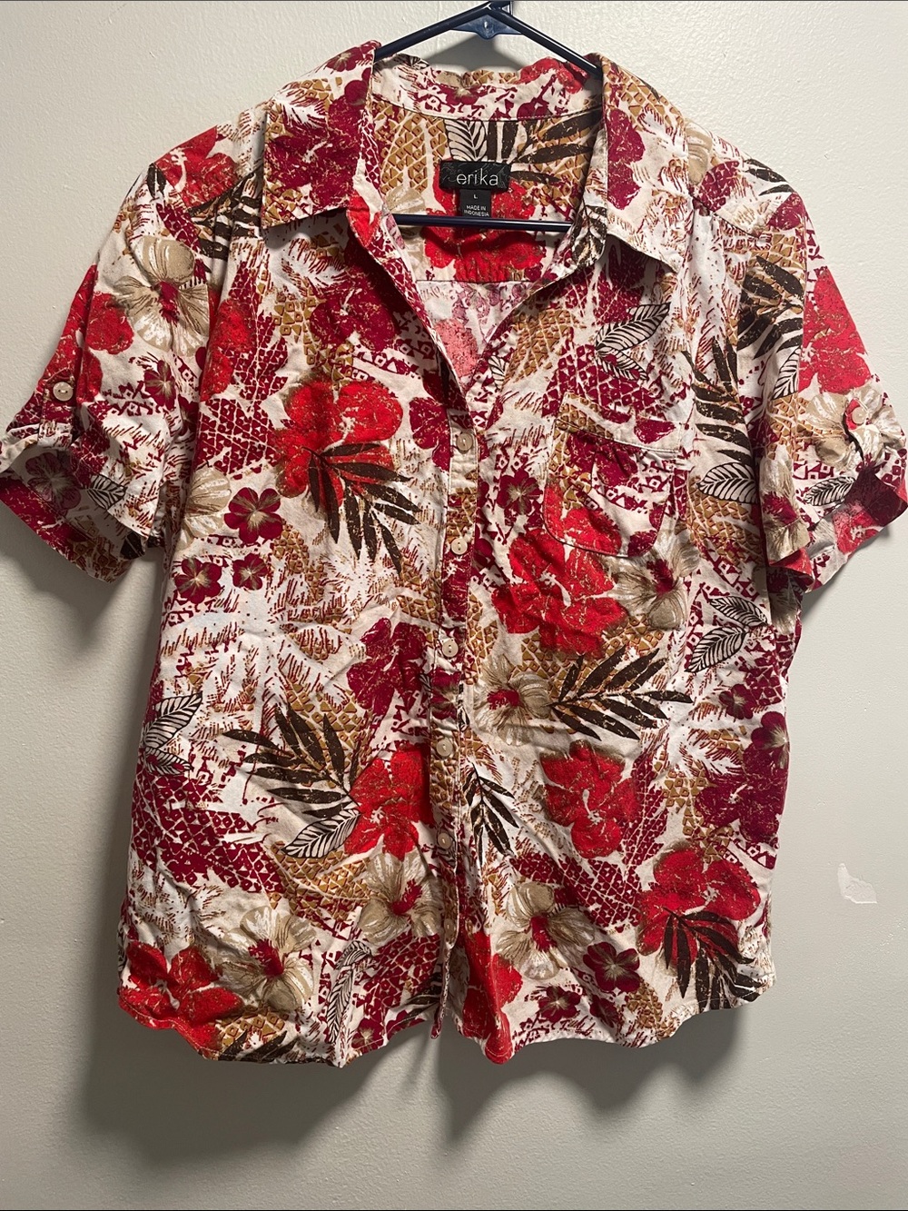 Y2K Erika cotton and rayon blend coastal grandma Hawaiian style top